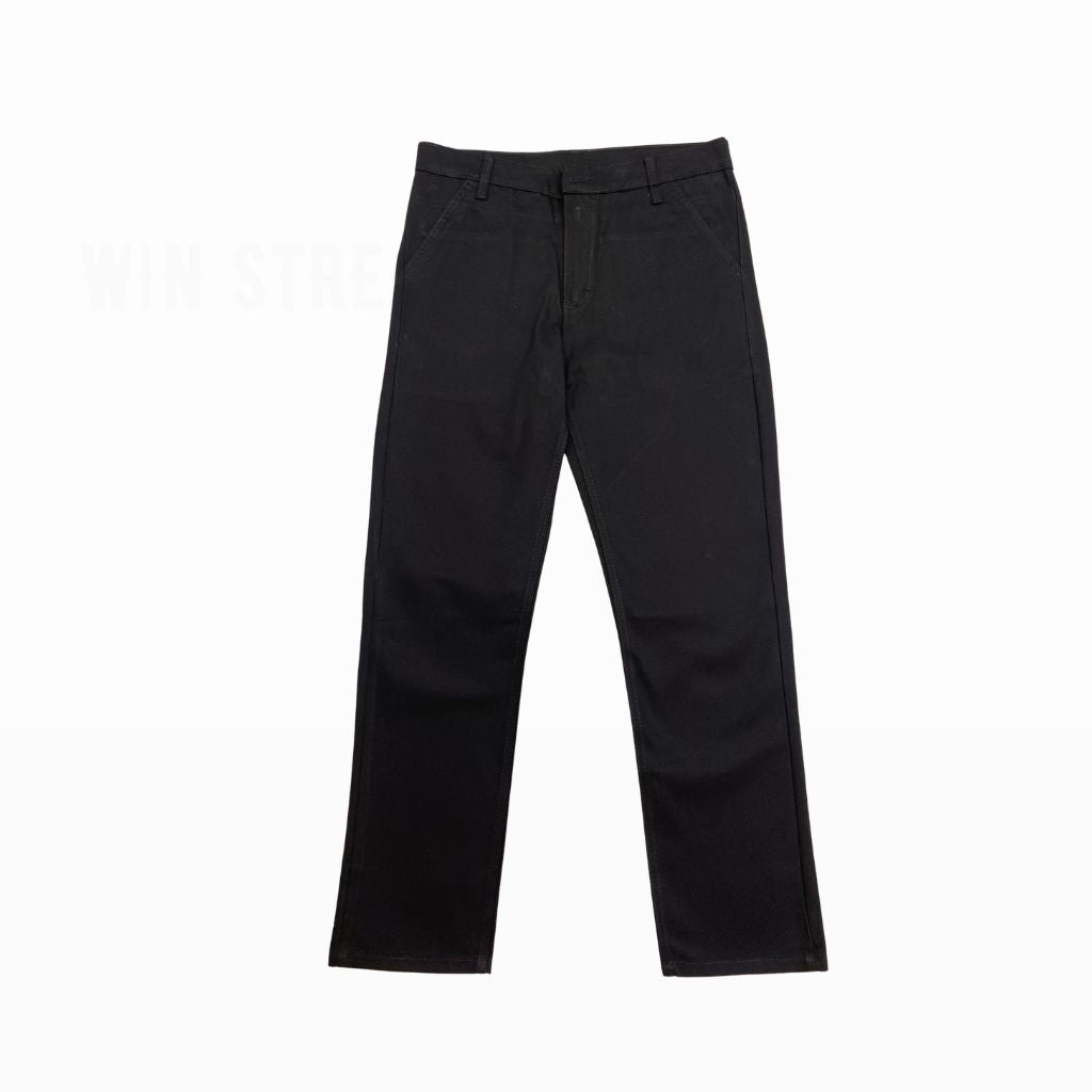Celana Panjang Chino Pria Original Model Slim Straight Twill Combed Hitam Premium Casual Win Streak