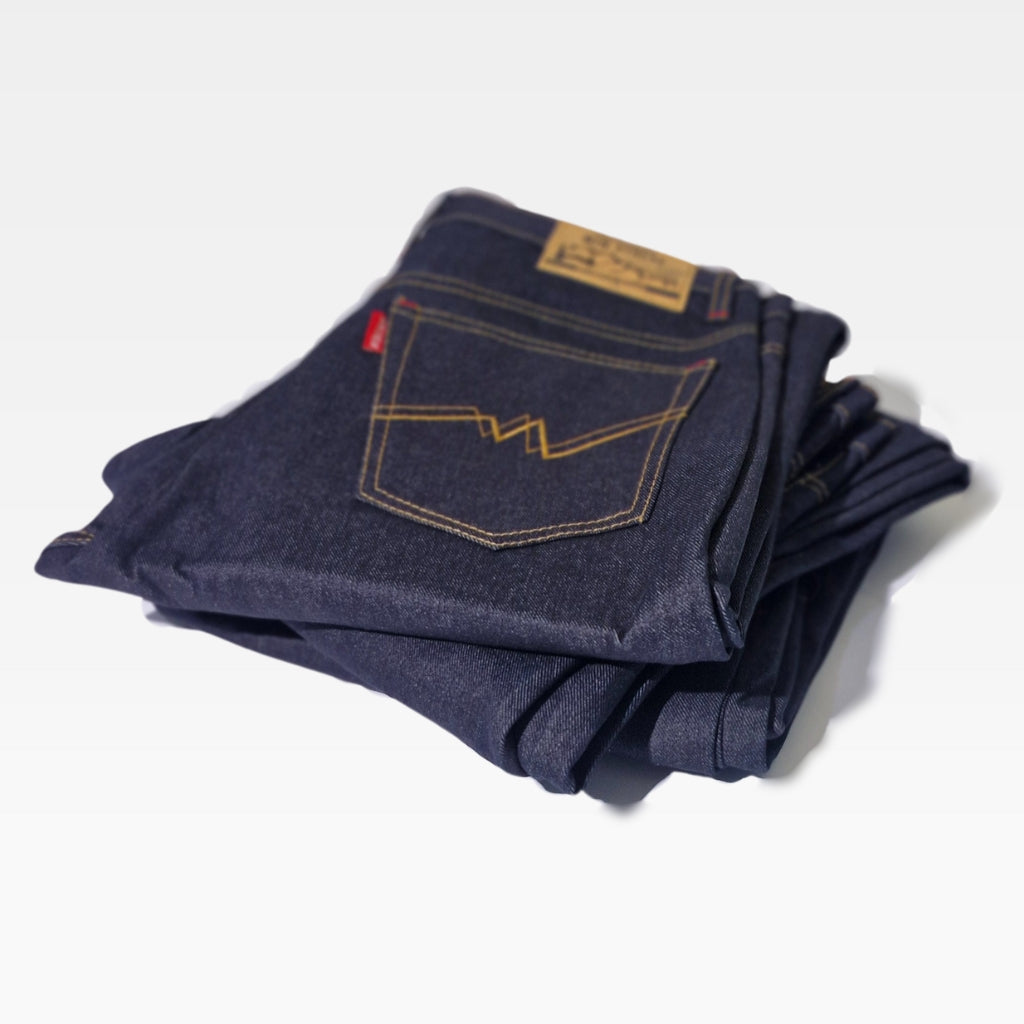 Celana Denim Selvedge Original Pria 15 oz Non Stretch Raw Blue Black Olympus Series WIN STREAK