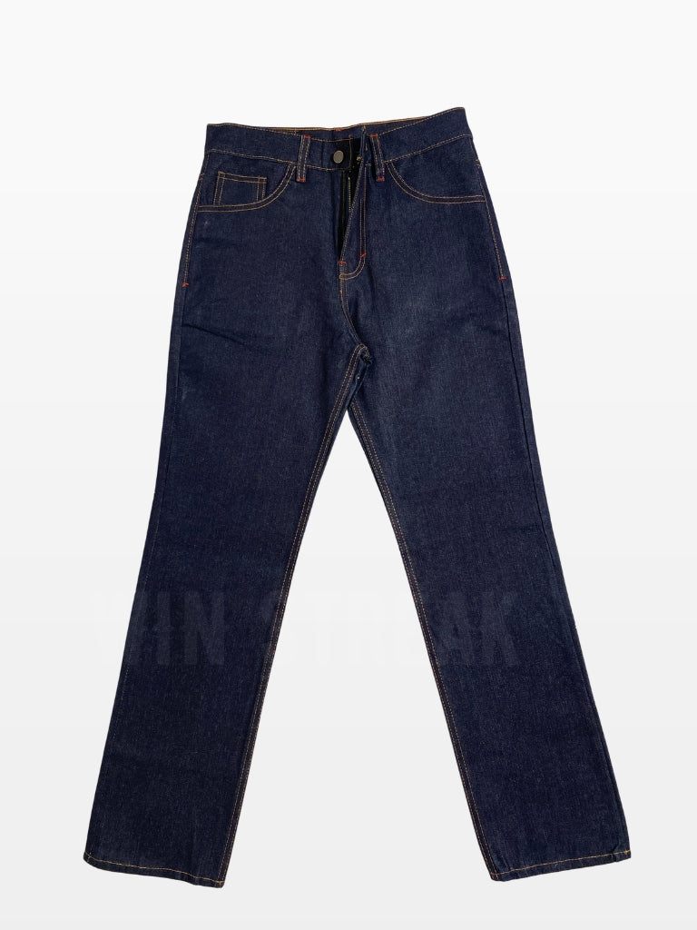 Celana Denim Selvedge Original Pria 15 oz Non Stretch Raw Blue Black Olympus Series WIN STREAK