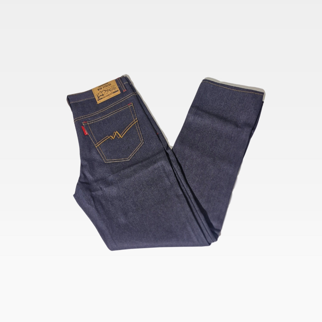 Celana Denim Selvedge Original Pria 15 oz Non Stretch Raw Blue Black Olympus Series WIN STREAK