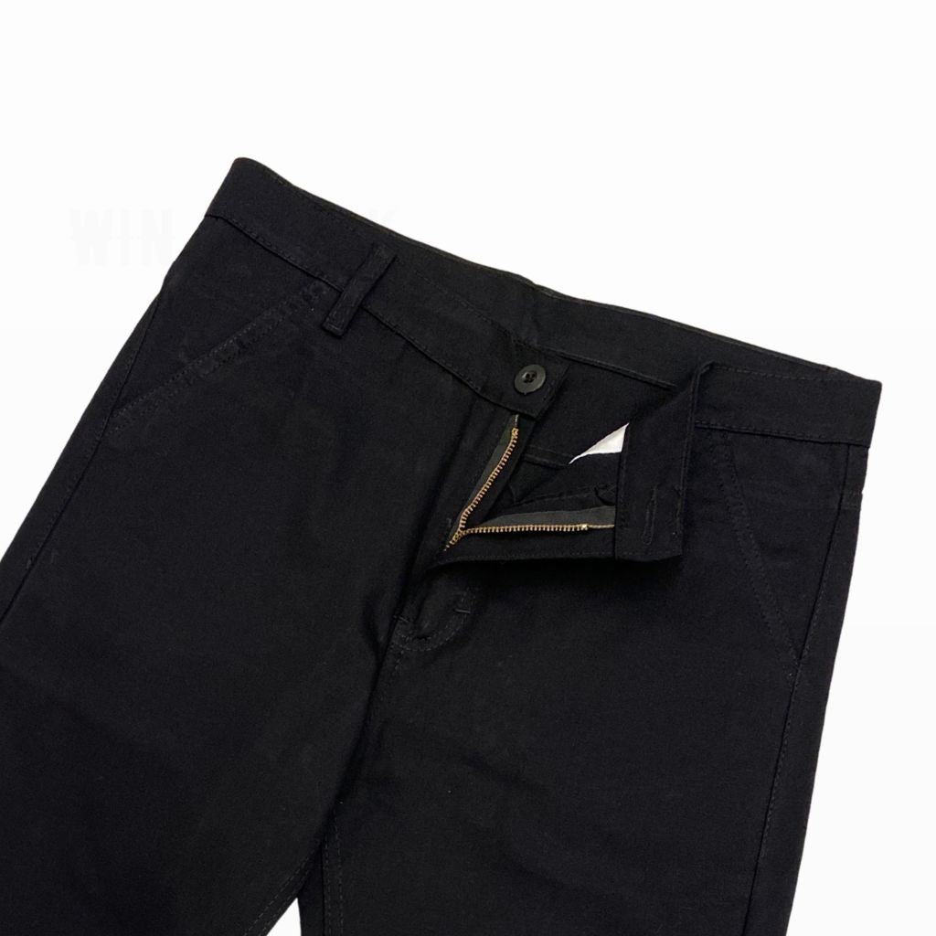 Celana Panjang Chino Pria Original Model Slim Straight Twill Combed Hitam Premium Casual Win Streak