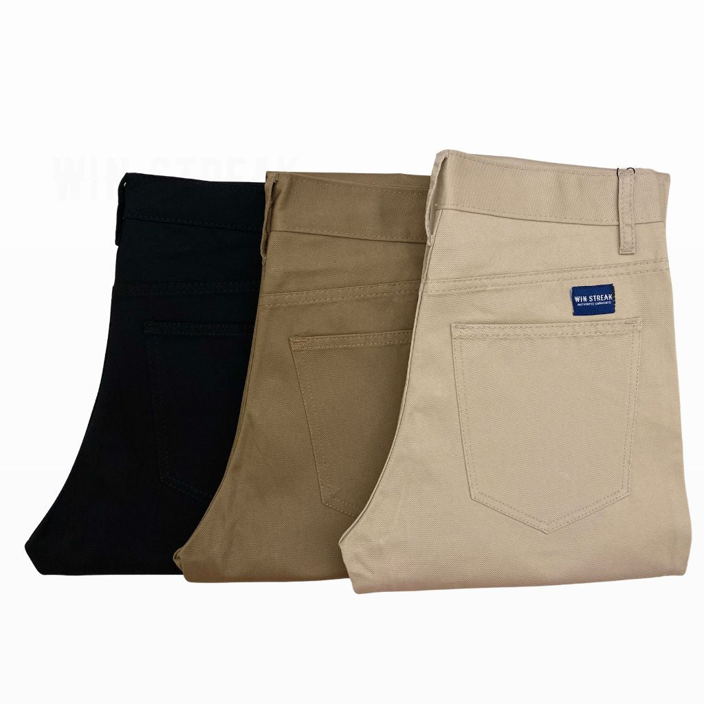 Celana Panjang Chino Pria Original Model Slim Straight Twill Combed Hitam Premium Casual Win Streak
