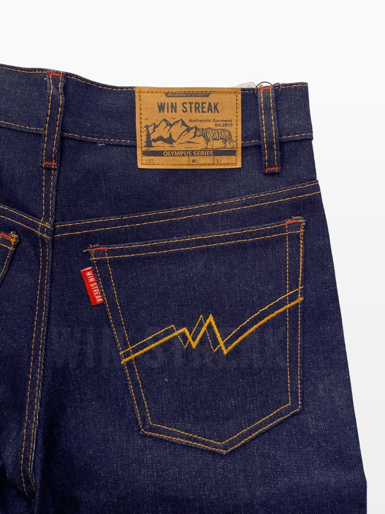 Celana Denim Selvedge Original Pria 15 oz Non Stretch Raw Blue Black Olympus Series WIN STREAK