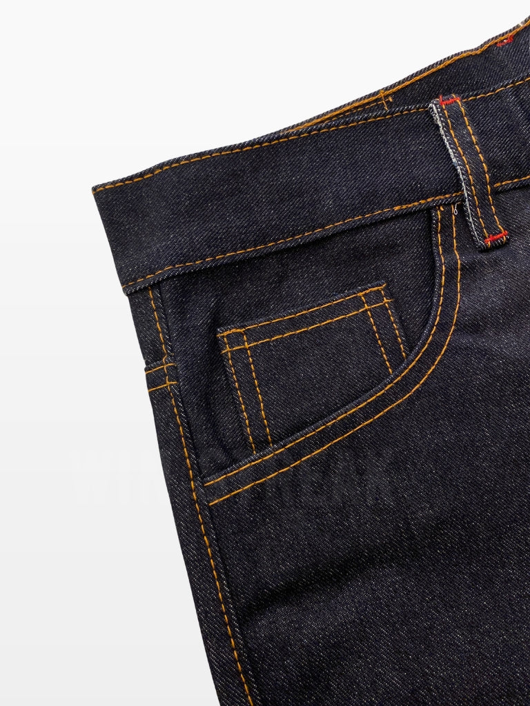 Celana Denim Selvedge Original Pria 15 oz Non Stretch Raw Blue Black Olympus Series WIN STREAK