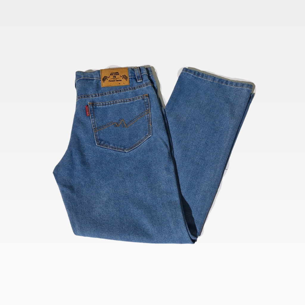 Celana Jeans Denim Pria Panjang 13.5oz Blue Wash Non Stretch Fit Reguler Sim Straight Pieoner Series