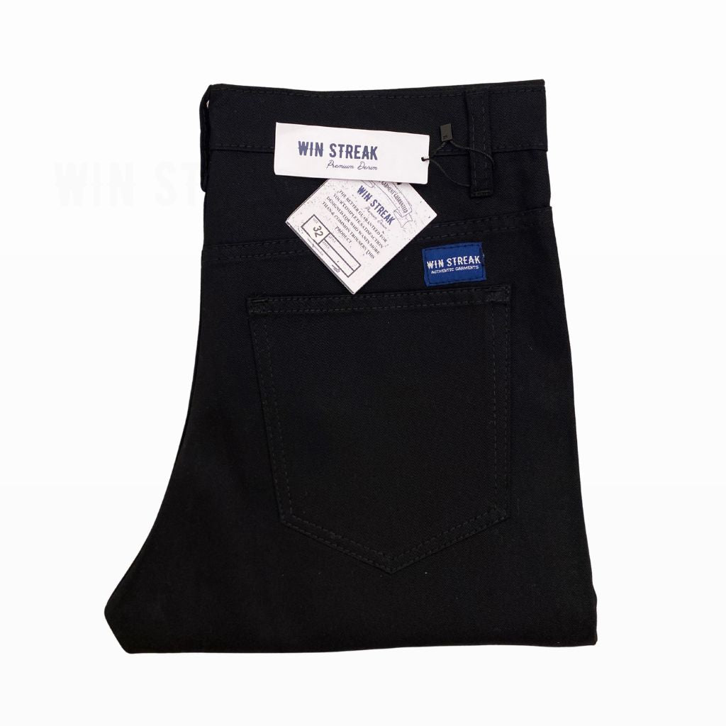 Celana Panjang Chino Pria Original Model Slim Straight Twill Combed Hitam Premium Casual Win Streak