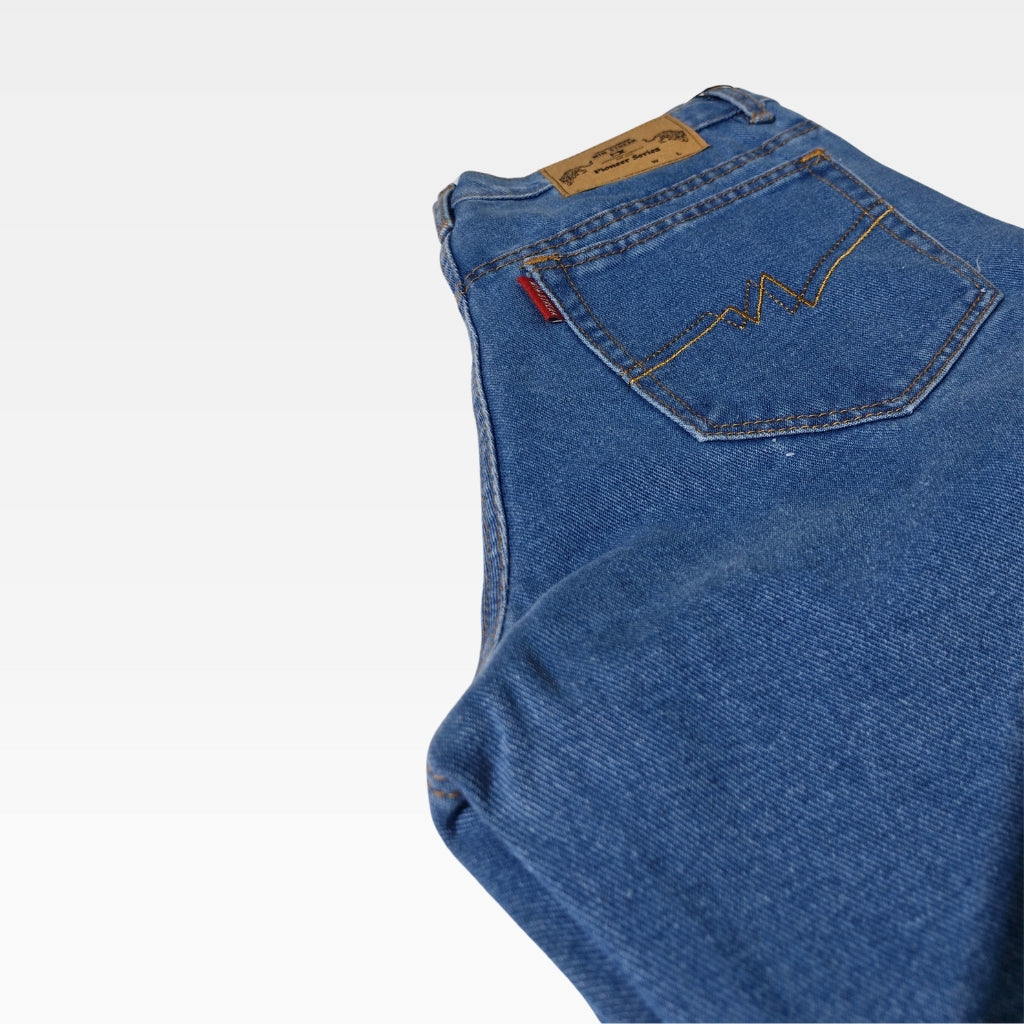 Celana Jeans Denim Pria Panjang 13.5oz Blue Wash Non Stretch Fit Reguler Sim Straight Pieoner Series
