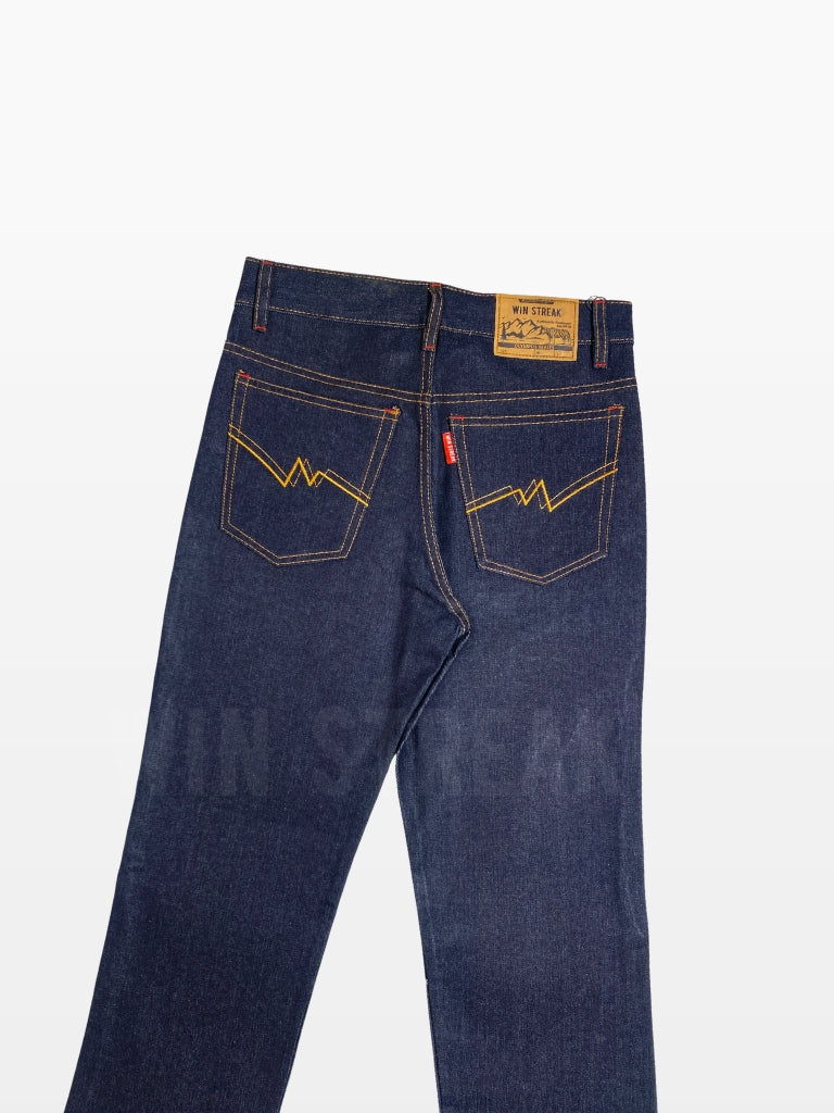 Celana Denim Selvedge Original Pria 15 oz Non Stretch Raw Blue Black Olympus Series WIN STREAK