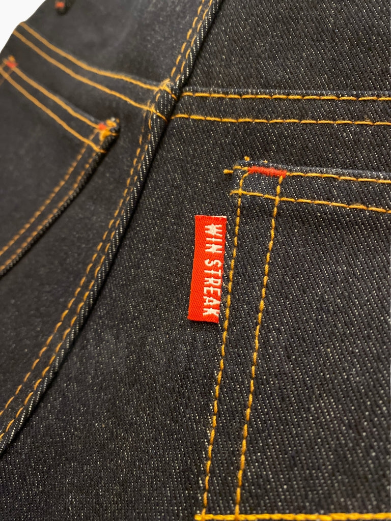Celana Denim Selvedge Original Pria 15 oz Non Stretch Raw Blue Black Olympus Series WIN STREAK