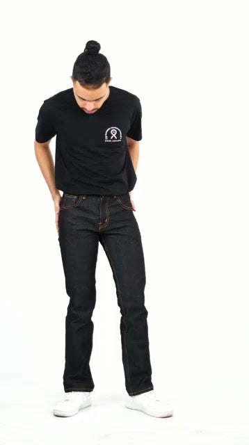 Celana Denim Selvedge Original Pria 13.5 oz Non Stretch Raw Black Indigo