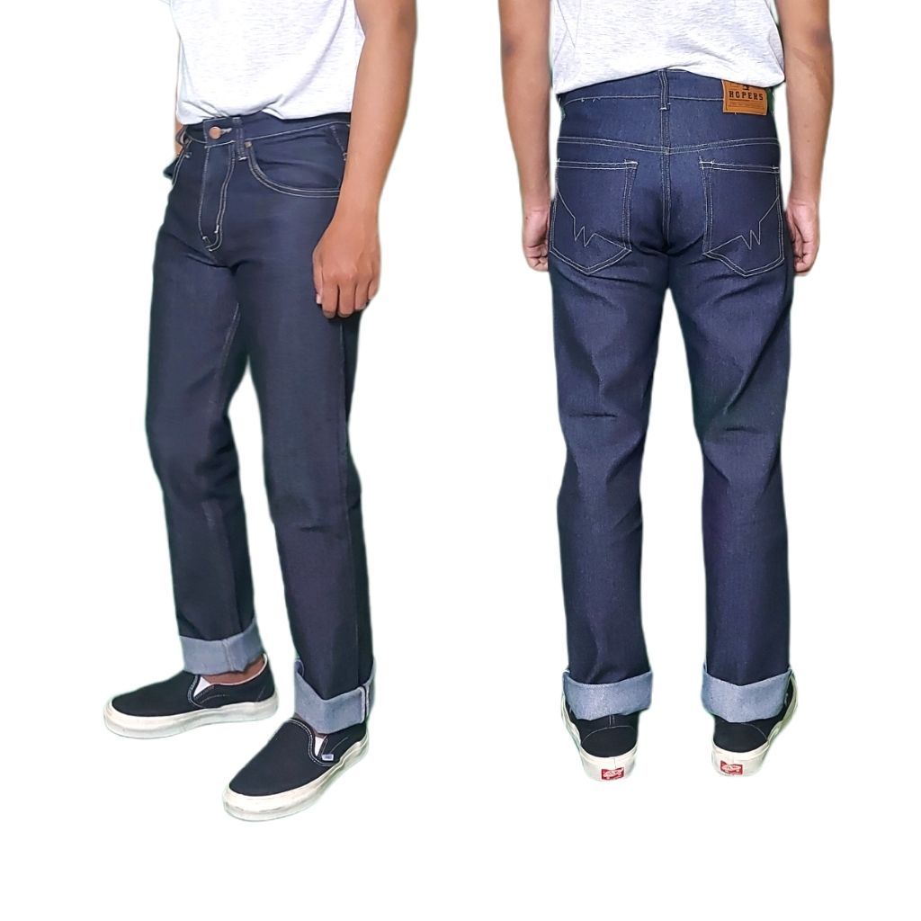 Celana Denim Selvedge Original Pria 13.5 oz Non Stretch Raw Black Indigo